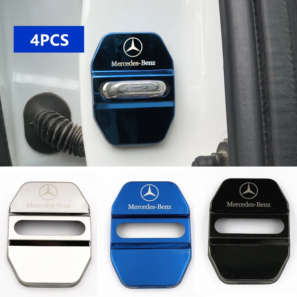 

4pcs Door Lock Decoration Protection Cover Emblem case for Mercedes benz A B R G Class GLK GLA w204 W251 W463 W176 Accessories