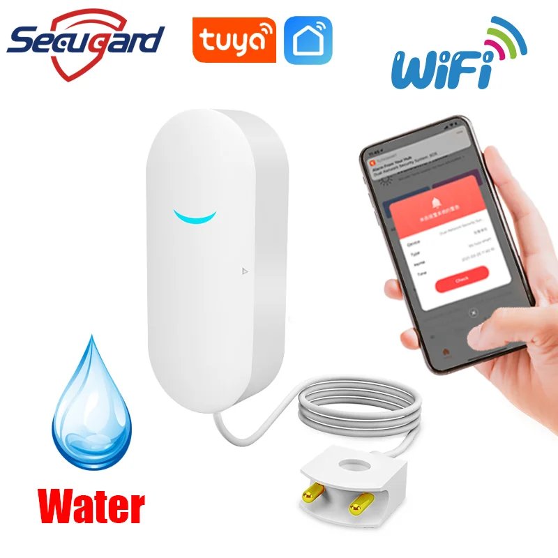 SECUGARD-Sensor de nivel de agua WiFi, Detector de fugas de agua, alarma de fugas, aplicación Tuya Smart Life, sistema de seguridad con mensajes