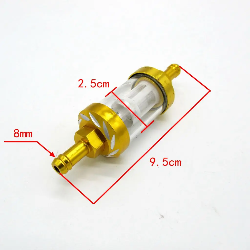 Universal Motorcycle Engine Inline 8mm Fuel Gas Filter 5/16 inch (Gold)