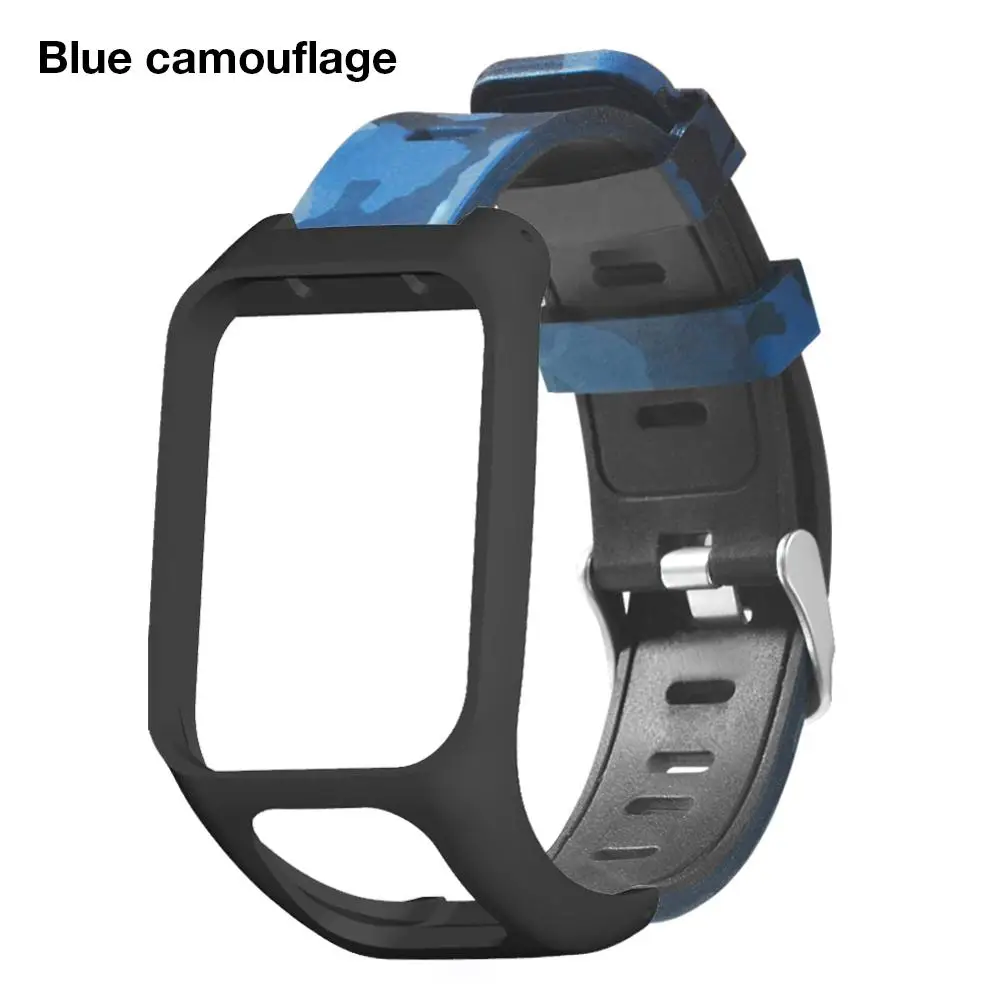 Многоцветный силиконовый сменный Браслет для часов Ремешок для TomTom Runner 3 TOMTOM Adventurer Smart Watch Band - Цвет ремешка: Blue camouflage