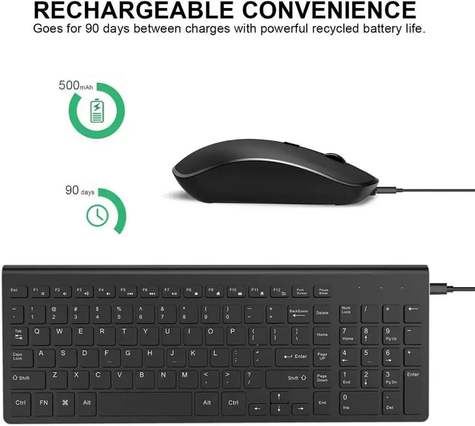 ciciglow Set Tastiera e Mouse Wireless Combinazione Mouse per Tastiere per Computer da 10 Pollici per Tablet e Telefono Cellulare