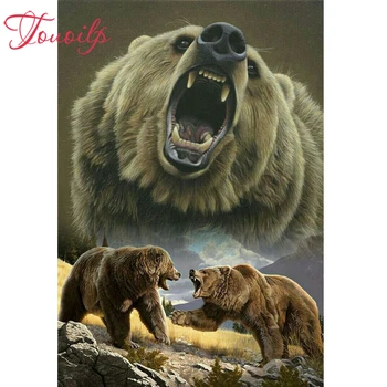 

TOUOILP 5D Diamanten crystal square&round diamond sets decorative Animal black bear 5d diamond painting mountain