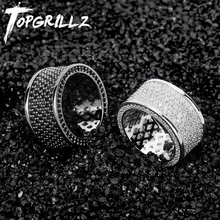 TOPGRILLZ Micro Pave Iced Out Bling AAA+ кубический циркон круглые кольца хип хоп рок ювелирные изделия медное кольцо из материала для мужчин и женщин