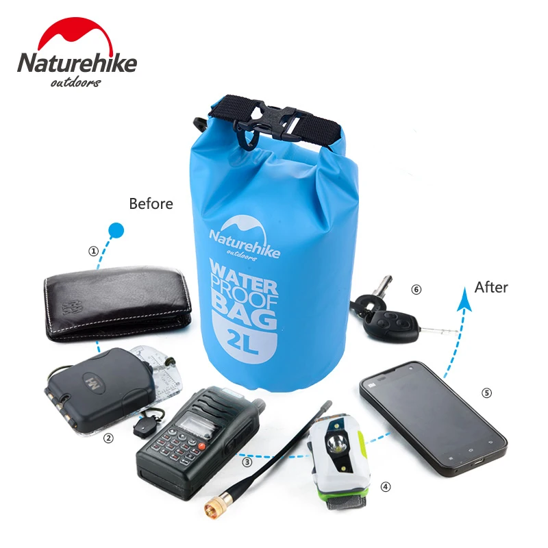 NatureHike речной треккинговые сумки 5L 2L мешок Открытый сухой плавательный Каякинг Водонепроницаемый Пляж океан Рафтинг сумка портативный