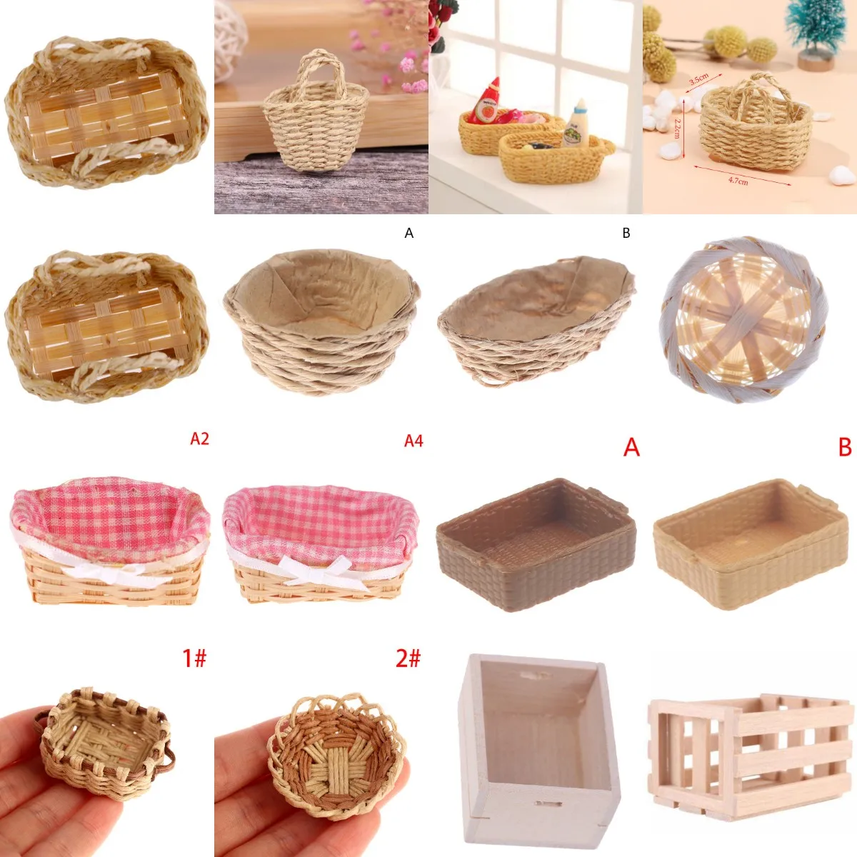 1/12 Dollhouse Miniature Bamboo Basket Food Basket Model Doll House Accessori X 