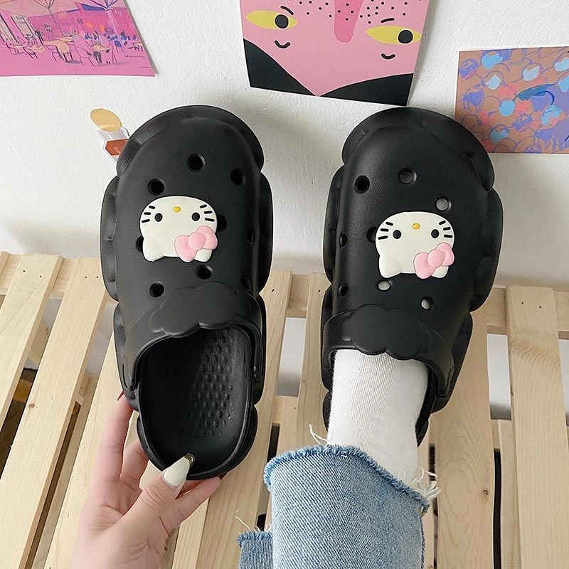 Sanrio hello kitty hole shoes cartoon cute girl boy non slip Baotou thick  soled beach sandals and slippers|Sandals| - AliExpress