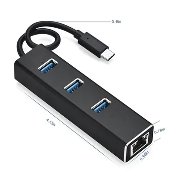 

USB C Ethernet With 3 USB Ports Hub 3.0 RJ45 USB To Lan Ethernet Network Card Adapter For Mac IOS Android PC RTL8153 USB 3.0 Hub