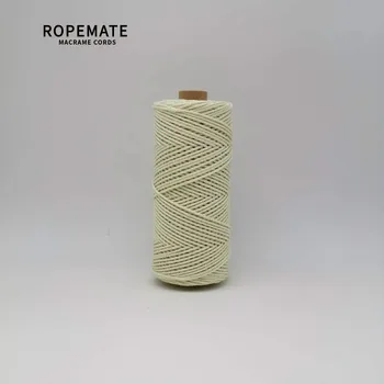 

ROPEMATE 2.0MM 150M COTTON CORD - 3 STRAND TWISTED-Pale Lemon COLOR for craft DIY home decor