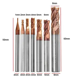 Danu прочный 1-8 мм 4 сверла из карбида вольфрама Концевая фреза HRC55 altin покрытие концевая фреза для станка с ЧПУ