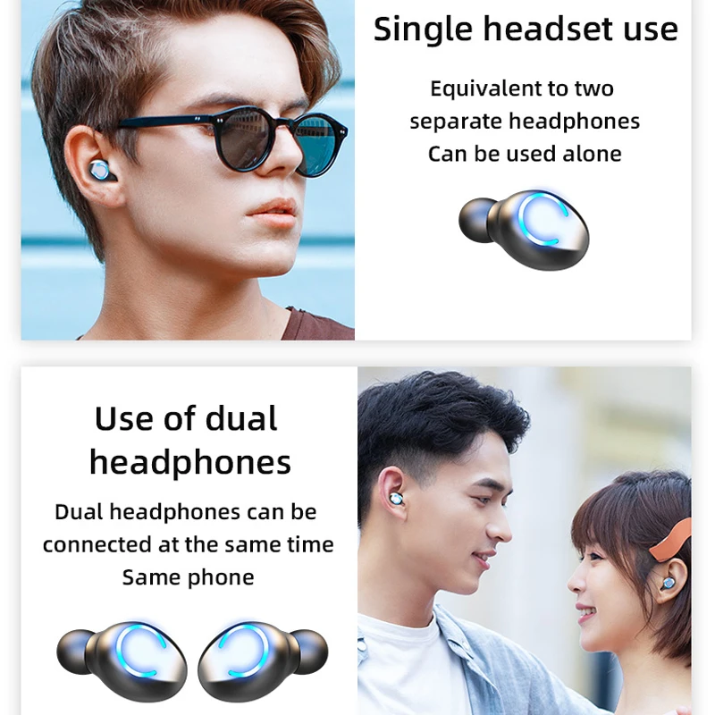 MLHJ Mini TWS Bluetooth 5 0 Earphones Wireless Headphones 9D Hifi Stereo Sports Waterproof Wireless Headset With Microphone