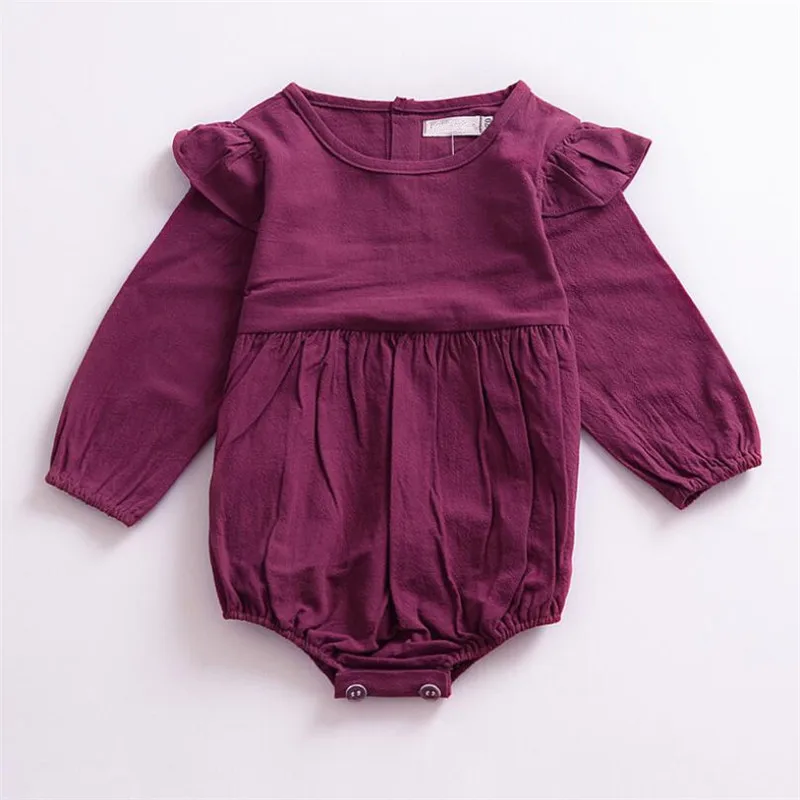 Хлопок Детский комбинезон Одежда для новорожденных девочек комбинезоны с рукавами-крылышками Осенние Комбинезоны одежда для малышей 9 12 18 24 месяцев