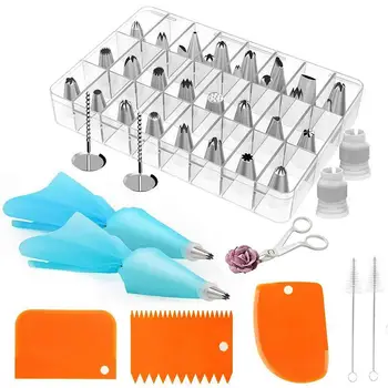 

37pcs/set Cake Decorating Tools Turntable Pastry Nozzles For Cream Confectionery Bags Ice Piping Nozzles Tips Cakes Baking Tools