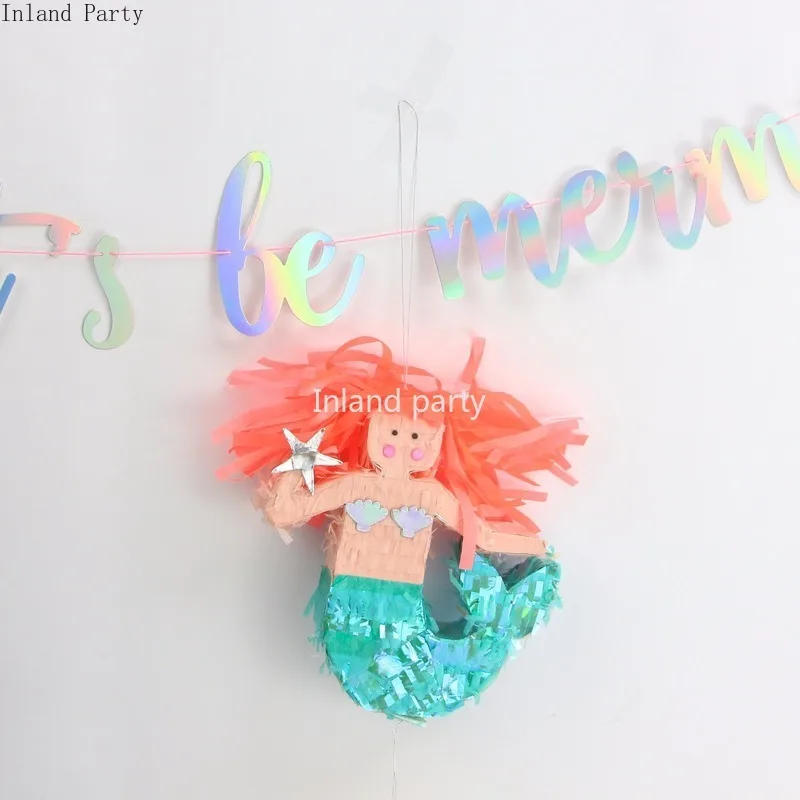 Pinata Русалка бумага пината Русалка Вечерние детская вечеринка на день рождения украшения принадлежности для детского дня рождения Свадьба фестиваль поставки