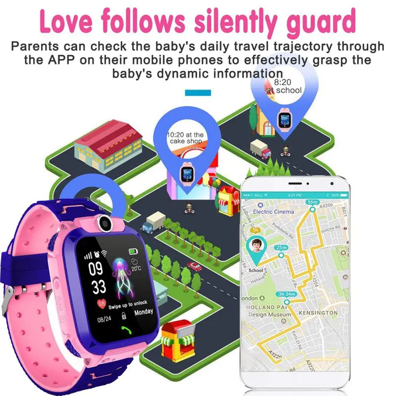 Детские часы Детские Смарт водонепроницаемые часы Анти-потери детские наручные часы с gps позиционирования и функция SOS для Android и IOS