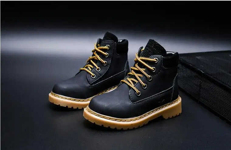 kids martin boots waterproof classic ankle boots children leather warm thicken boots boys outdoor winter antislip casual shoes