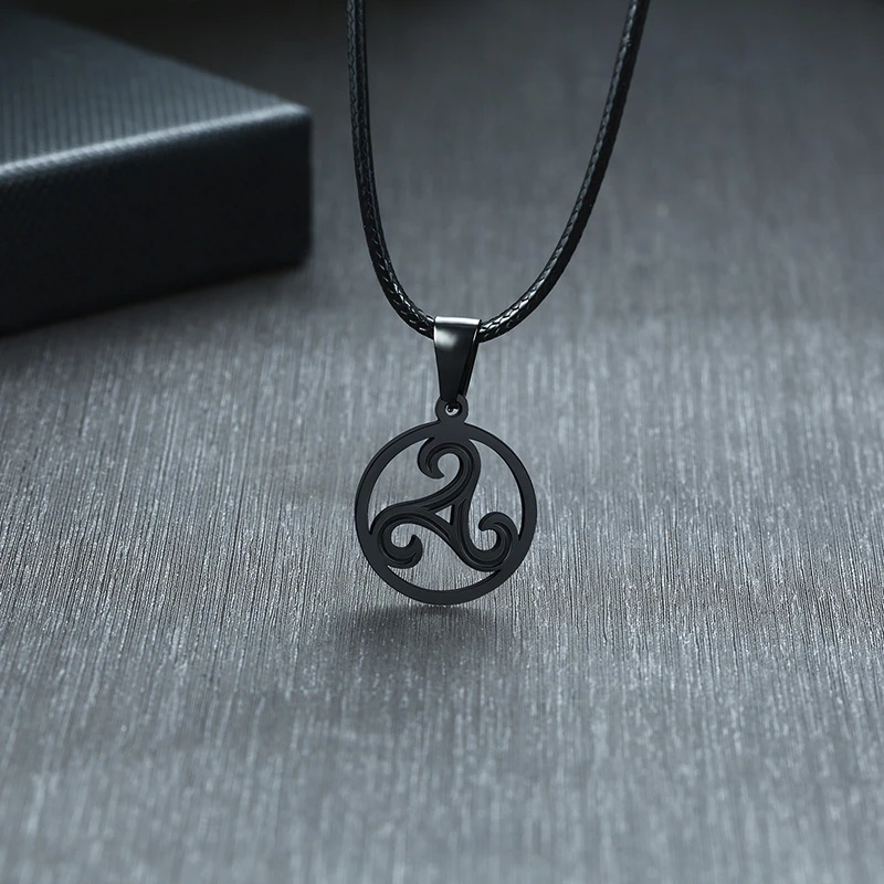 TRISKELE MEN NECKLACE STAINLESS STEEL TRISKELION TRIPLE SPIRAL PENDANT JEWELRY GIFTS FOR ATHLETES - Image 4
