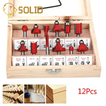 

12Pcs Milling Cutter Tungsten Carbide Router Bit Set Wood Woodworking Cutter Trimming for Hardwood Cork