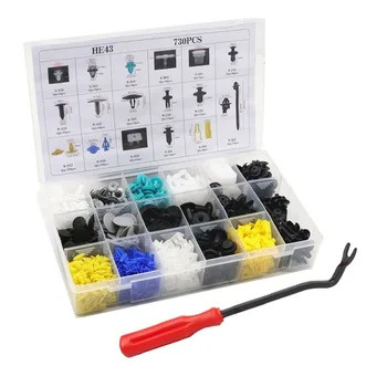 

750PCS Plastic Rivets Fastener Fender Bumper Push Pin Clips Free Remover Tool High Performance Perfect Replacement