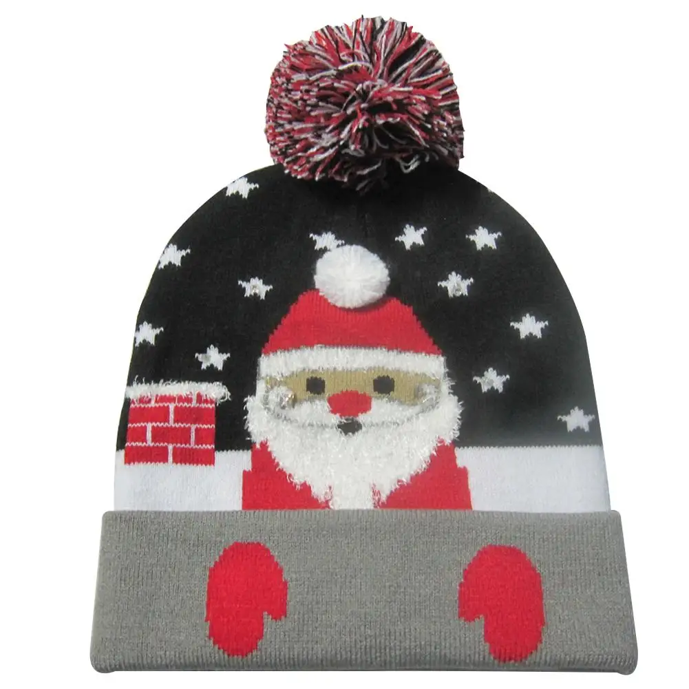 Рождественские шапки, вязаный свитер, светодиодный светильник, вязаная шапка, рождественские украшения для дома, шапка Санты, лося, светильник, вязаная шапка, подарок для детей - Цвет: 6