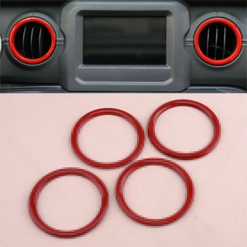 

4pcs Red Inner Dashboard Panel Air conditioning Vent Outlet Ring Cover Trim Decoration Fit for Jeep Wrangler JL 2018 2019