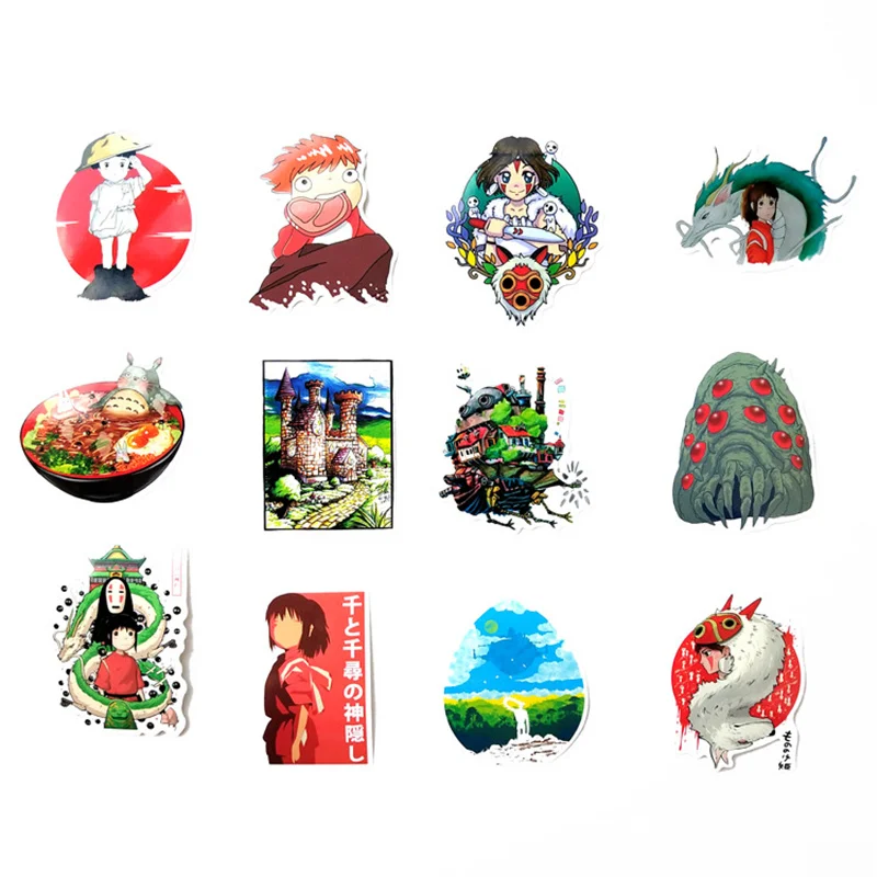 100 pieces Japanese Style Anime Cartoon Personali Glue Classical Totoro Wolf Princess Castle Paper Stickers for Message Notebook