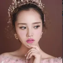 Розовый кристалл невесты ручной работы головной убор кристалл Корона Свадьба аксессуары для волос студия свадебное платье аксессуары для моделирования