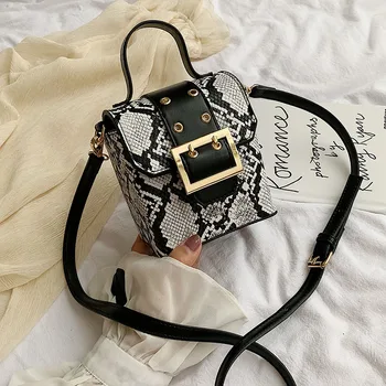 

Serpentine PU Leather Crossbody Bags For Women 2019 Fall Mini Shoulder Messenger Bag Female Box Luxury Handbags and Purses