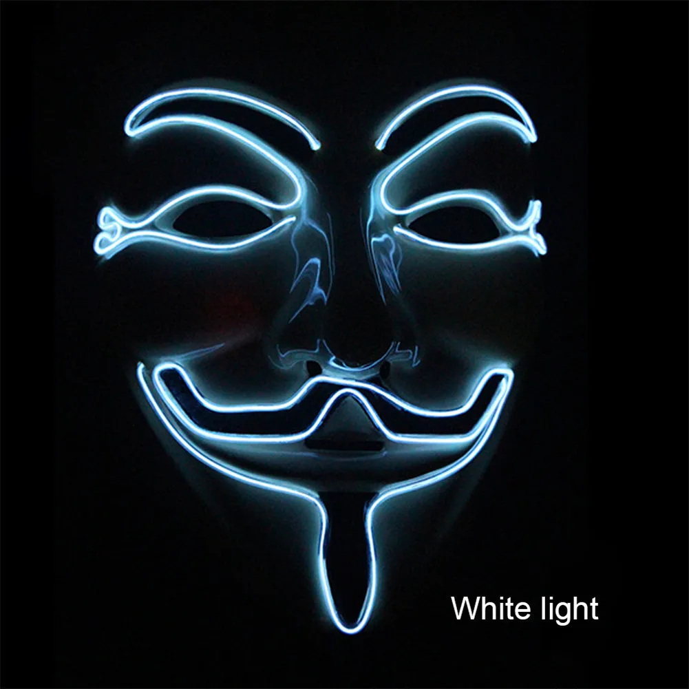 Светящаяся маска V для туши Vendetta Led Guy Fawkes Masque маскарадные маски вечерние тушь на Хэллоуин светящаяся Маскарадная маска