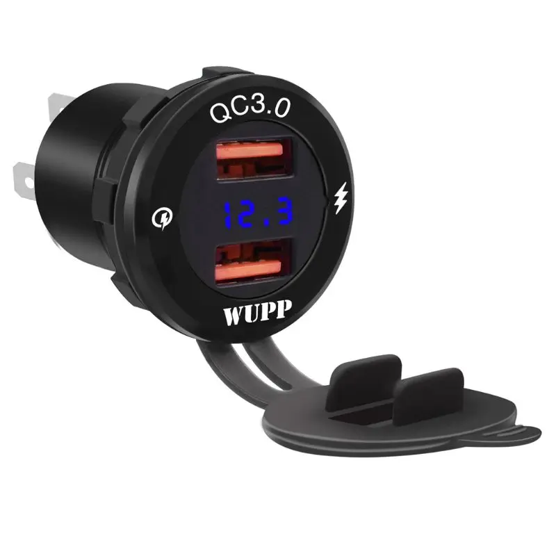 12 В/24 В алюминиевый водонепроницаемый двойной QC3.0 USB быстрое зарядное устройство адаптер питания с светодиодный вольтметр для автомобиля морской лодки