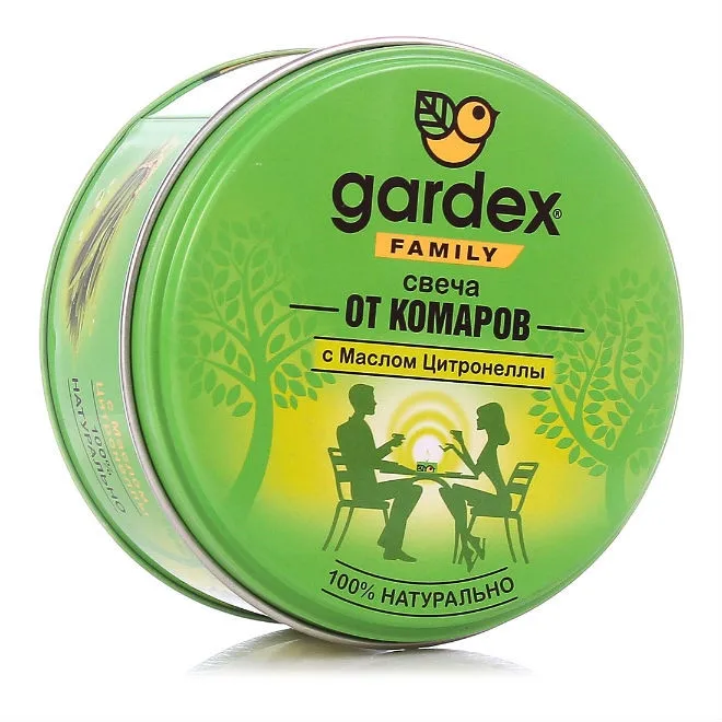 Свеча репеллентная от комаров Gardex Family, белая, до 30 часов 110 г