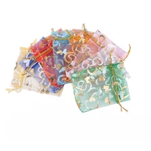 10 шт./лот смешанные цвета шнурок сумки органзы подарки сумки рождественские сумки для конфет вечерние свадебные сувениры Упаковка Мешок