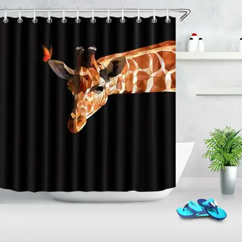 

Abstract Giraffe Black Background Shower Curtain Bath Accessory Sets