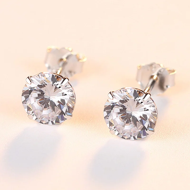 4mm AGLOVER 925 пробы серебряные серьги гвоздики цветы Зеленый Фиолетовый AAA циркониевый кристалл серьги для женщин Роскошные Свадебные Ювелирные изделия Подарки - Цвет камня: 4mm