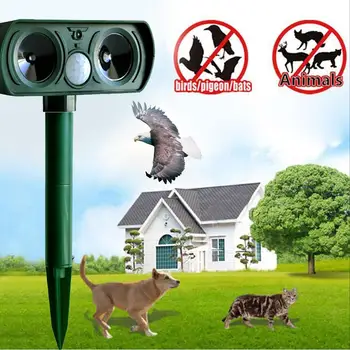 

Outdoor Ultrasonic Animal Chaser Repeller Repellent Cat Dog Fox Deterrent Solar Powered Scarer Repellent Use Garden