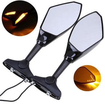 

For Motorcycle Clear Rearview Mirror LED Light Racing Adjustable Easy Install Turn Signal Durable Motorbike Side Universal