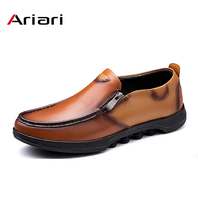 

ARIARI Big Size Men Genuine Leather Shoes Slip On Black Shoes Real Leather Loafers Mens Moccasins Shoes Italian Designer Shoes