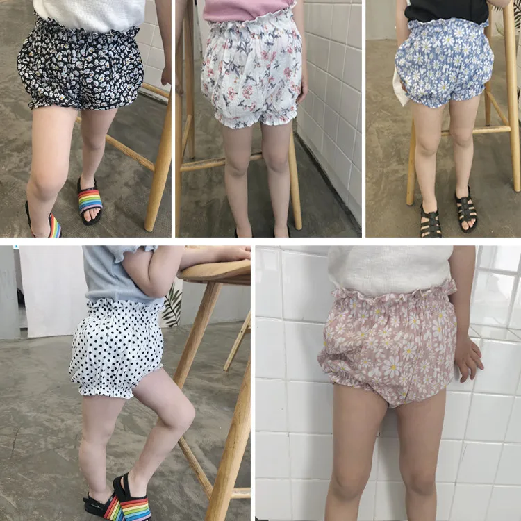 Baby Shorts Girls Bread Pants Baby Girls Floral-Print Cotton Cloth Shorts Infants Pp Pants
