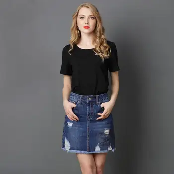 

2020 Summer New Women Denim Short Skirt Fashion Hole Mini Short Skirt Letter Printing Simple Denim Women Skirt Free Shipping