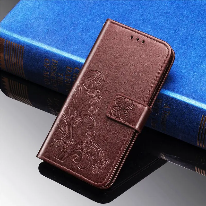 Чехол Redmi 7A для Xiaomi Redmi 7A, кожаный чехол, 3D цветок клевера, карта, кошелек, бампер для Xiaomi Redmi 7A, флип-чехол Redmi 7A, чехол - Цвет: brown