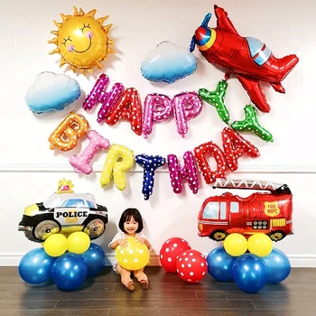 

Engineering car foil balloon boy gift Happy Birthday Party Decoration set balloons cars truck bus tank plane float with helium