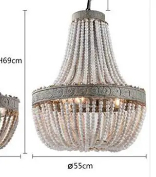 D55 X H69CM Американские ретро деревянные бусины люстра принцесса комната детская спальня декоративные огни индивидуальность сделать старый гардероб гостей - Цвет корпуса: D55 X H69CM