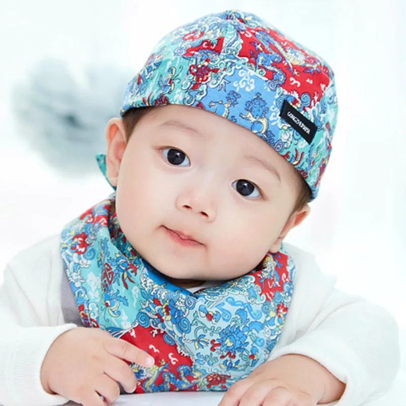 2Pcs/Set Cotton Baby Turban Beanie Printing Warm Caps Soft Hat For Newborn Girls Boys Elastic Toddler Infant Spring Headwear New - Цвет: 5