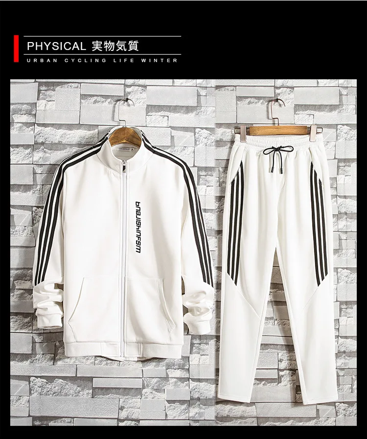 men autumn long sleeve jacket pants 2 piece set sweatsuit male 3 bar stripes gym jogger sport pants men sportswear tracksuit