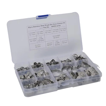 

90pcs Adjustable Stainless Steel Single Ear Fuel Hose Pipe Clamps O Clips