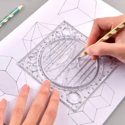Multifunctional Drawing Ruler Rotatable Drawing Ruler Student Mathematics Geometry Template Drawing Measurement Tool
