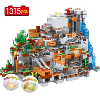 

1315 Pcs Mountain Cave Model Building Blocks for lepinggo Waterfall Bricks Sets Toys For Children Kids Gifts 21137