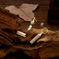 Mini Brass Capsule Pocket Knife Multifunction EDC Tool Portable Key Chain Outdoor Survival Emergency Cutting Tool Package Opener
