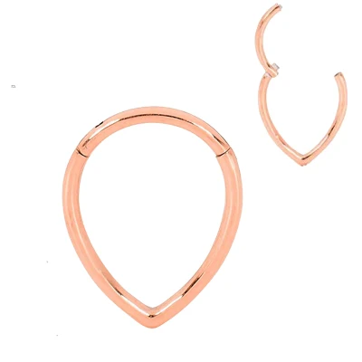 Rose Gold 1 шт. хирургическая сталь 16 г шарнирное кольцо с отрывными каплями пирсинг для носовой перегородки серьга для пирсинга ушной хрящ Daith серьги-улитки - Окраска металла: Rose Gold