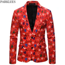 Красный Уродливый Рождественский мужской пиджак со снежинками, новинка, новая брендовая одежда с разными принтами, мужские рождественские вечерние костюмы для сцены, 2XL