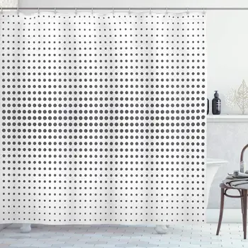 

House Decor Collection, Grid with Dots of the Different Size Gradation from Bigger to the Smaller Image Pattern, Polyester